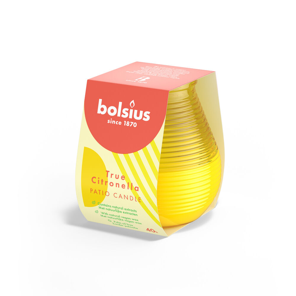 Bolsius True Citronella - Patio Candle - 9.5 cm - Geel - Citronella Bolsius True Citronella - Patio Candle - 9.5 cm - Geel - Citronella
