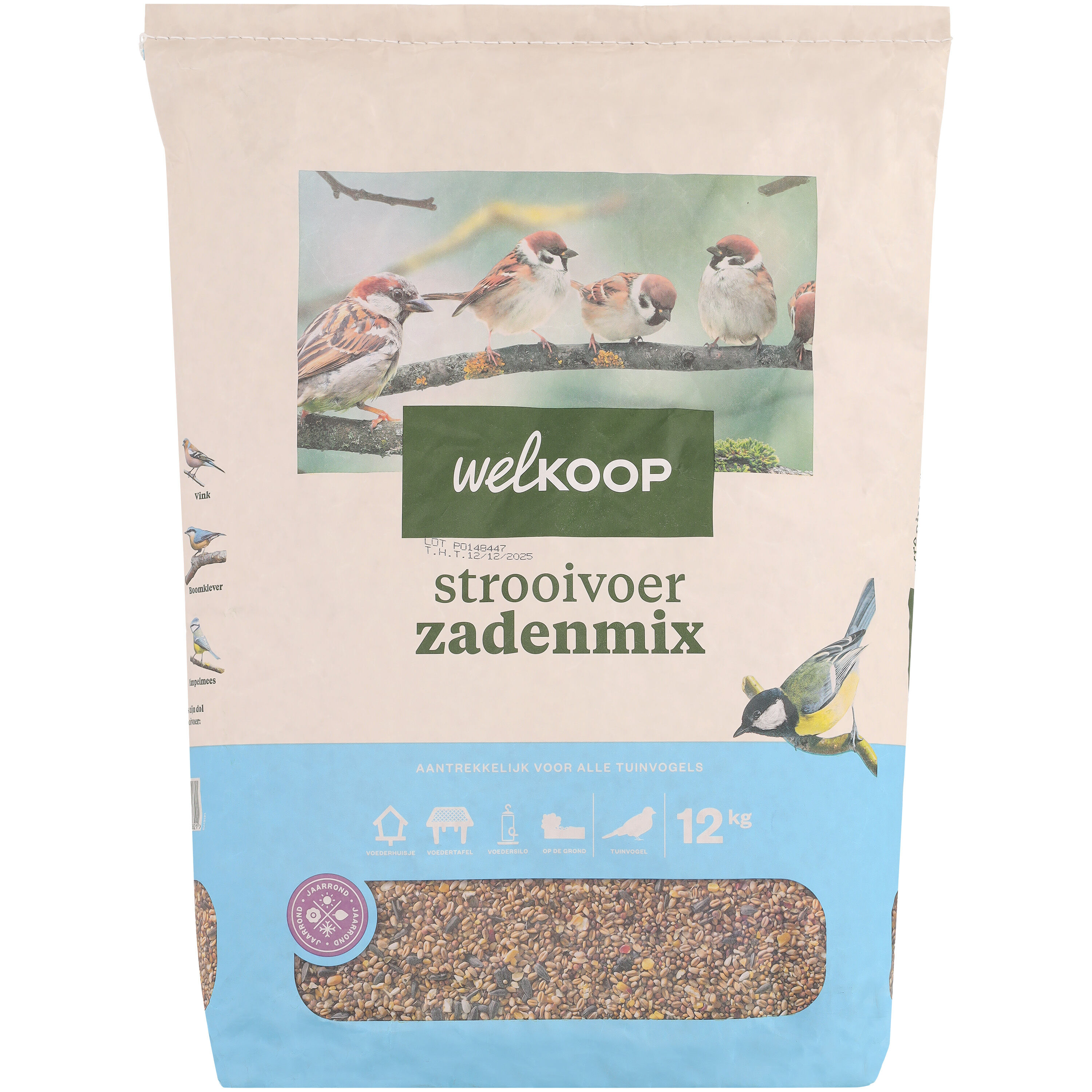 Welkoop - Strooivoer met Zaden - Tuinvogelvoer - 12 Kilogram - Zadenmix