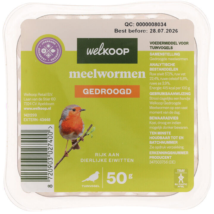 Welkoop - Gedroogde meelwormen - Tuinvogelvoer - 50 Gram - Meelwormen Welkoop - Gedroogde meelwormen - Tuinvogelvoer - 50 Gram - Meelwormen