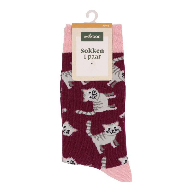 Welkoop Fun Kat - Sokken - Grijs - 39-42