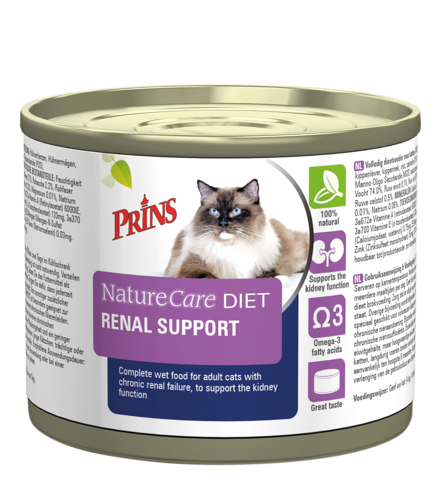 Prins Dieet NatureCare Renal Support - Kattenvoer veterinair - 200 Gram - kip Prins Dieet NatureCare Renal Support - Kattenvoer veterinair - 200 Gram - kip