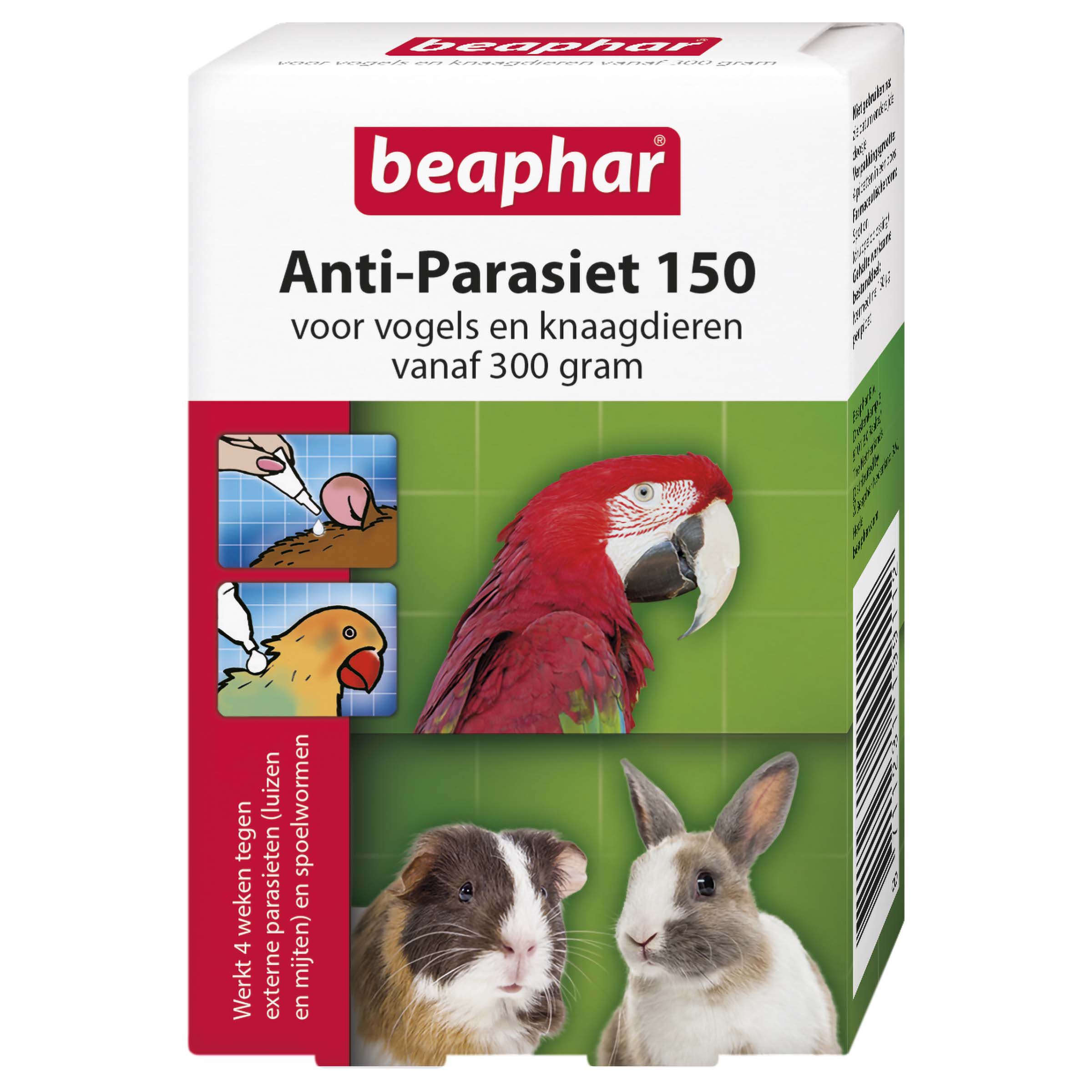 Beaphar Anti-parasiet 150 - Vogels, Konijnen en Knaagdieren vanaf 300gr - Pipetten - 4 Stuks - 9.5x6.5x2.5 cm Beaphar Anti-parasiet 150 - Vogels, Konijnen en Knaagdieren vanaf 300gr - Pipetten - 4 Stuks - 9.5x6.5x2.5 cm