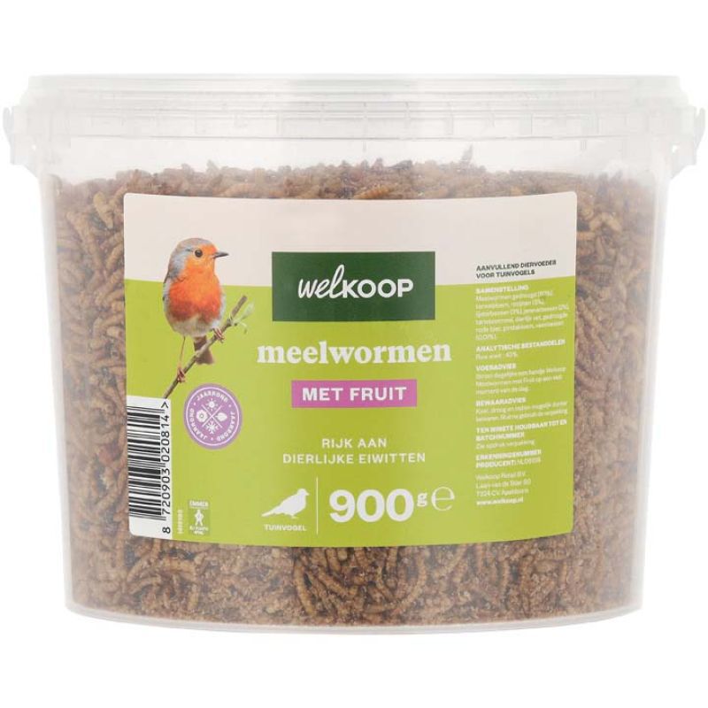 Welkoop - Meelwormen met Fruit - in emmer - Tuinvogelvoer - 900 Gram - fruit Welkoop - Meelwormen met Fruit - in emmer - Tuinvogelvoer - 900 Gram - fruit