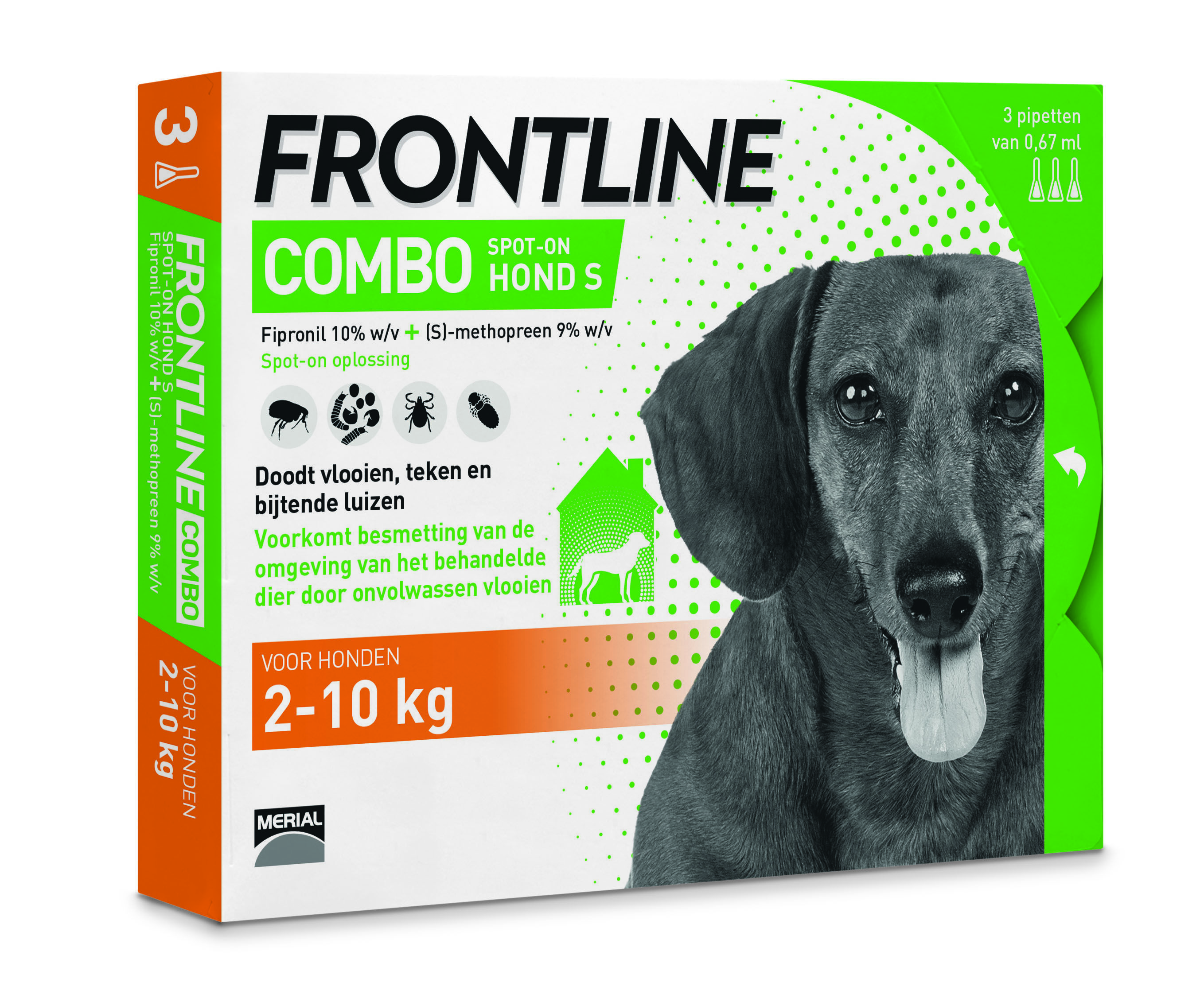 Frontline Combo Spot On - Pipet - Anti Vlooien en Teken Hond - 3 pipetten - 3 Stuks - S