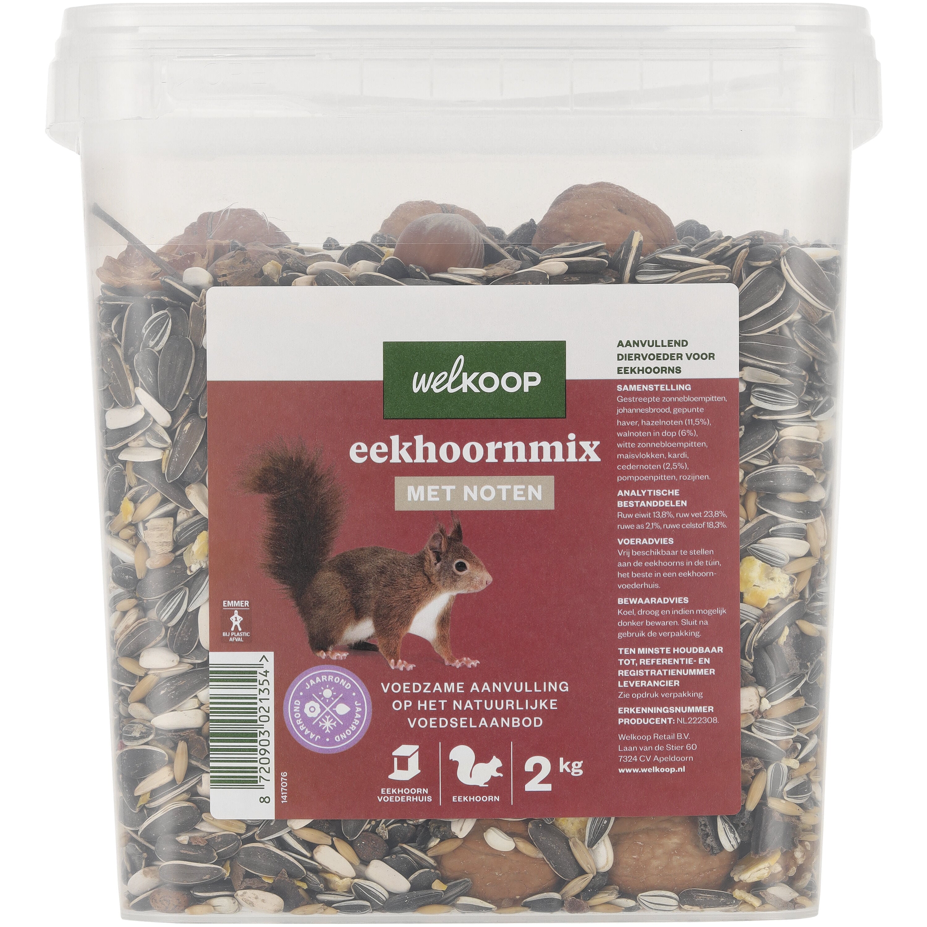 Welkoop - Eekhoornvoer Mix - 2 Kilogram - noten Welkoop - Eekhoornvoer Mix - 2 Kilogram - noten