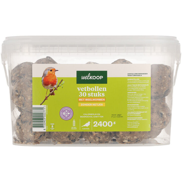 Welkoop - Vetbollen - zonder netje - Tuinvogelvoer - 30 Stuks - Meelworm Welkoop - Vetbollen - zonder netje - Tuinvogelvoer - 30 Stuks - Meelworm