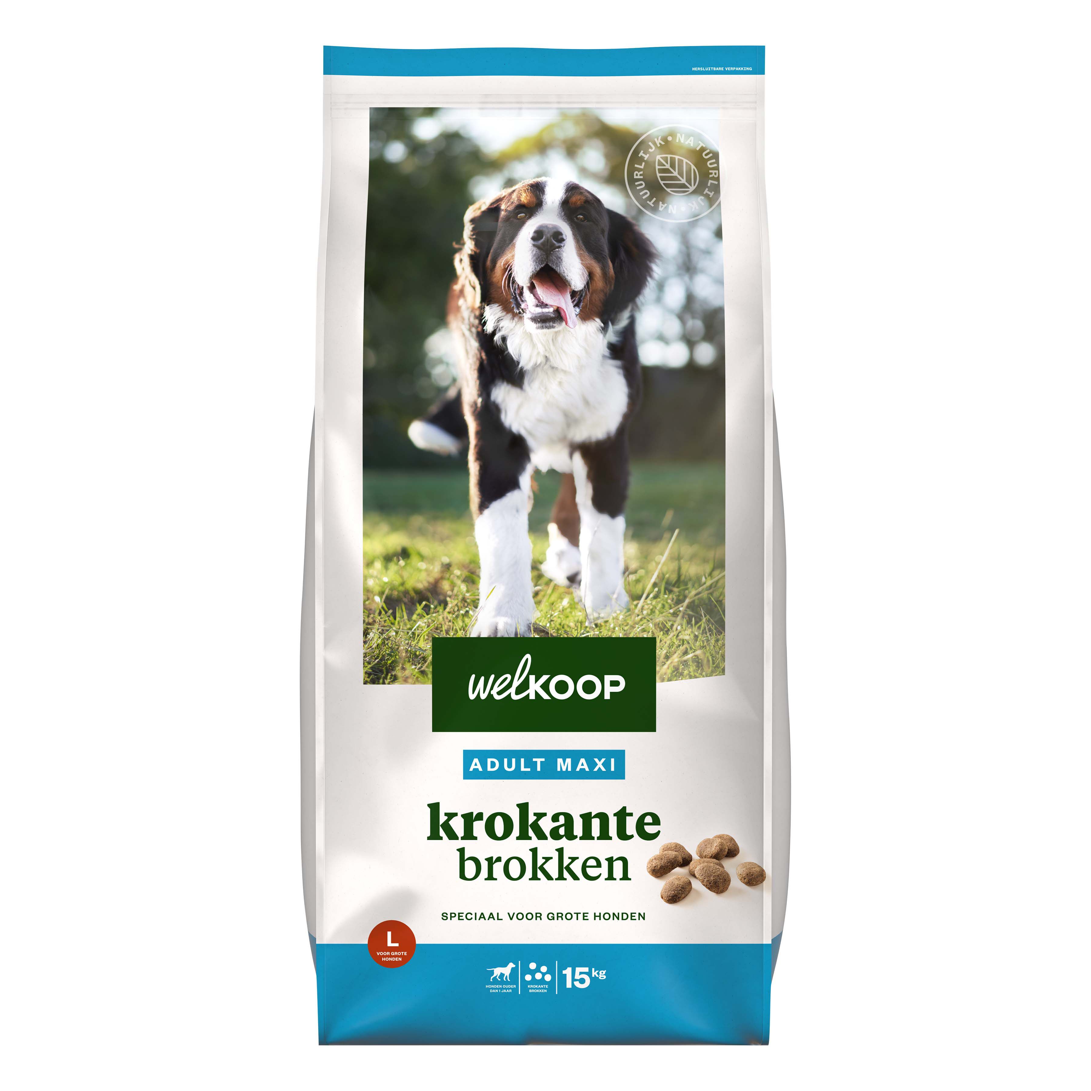 Welkoop Adult Maxi Krokante brokken - Hondenvoer - 15 Kilogram - gevogelte