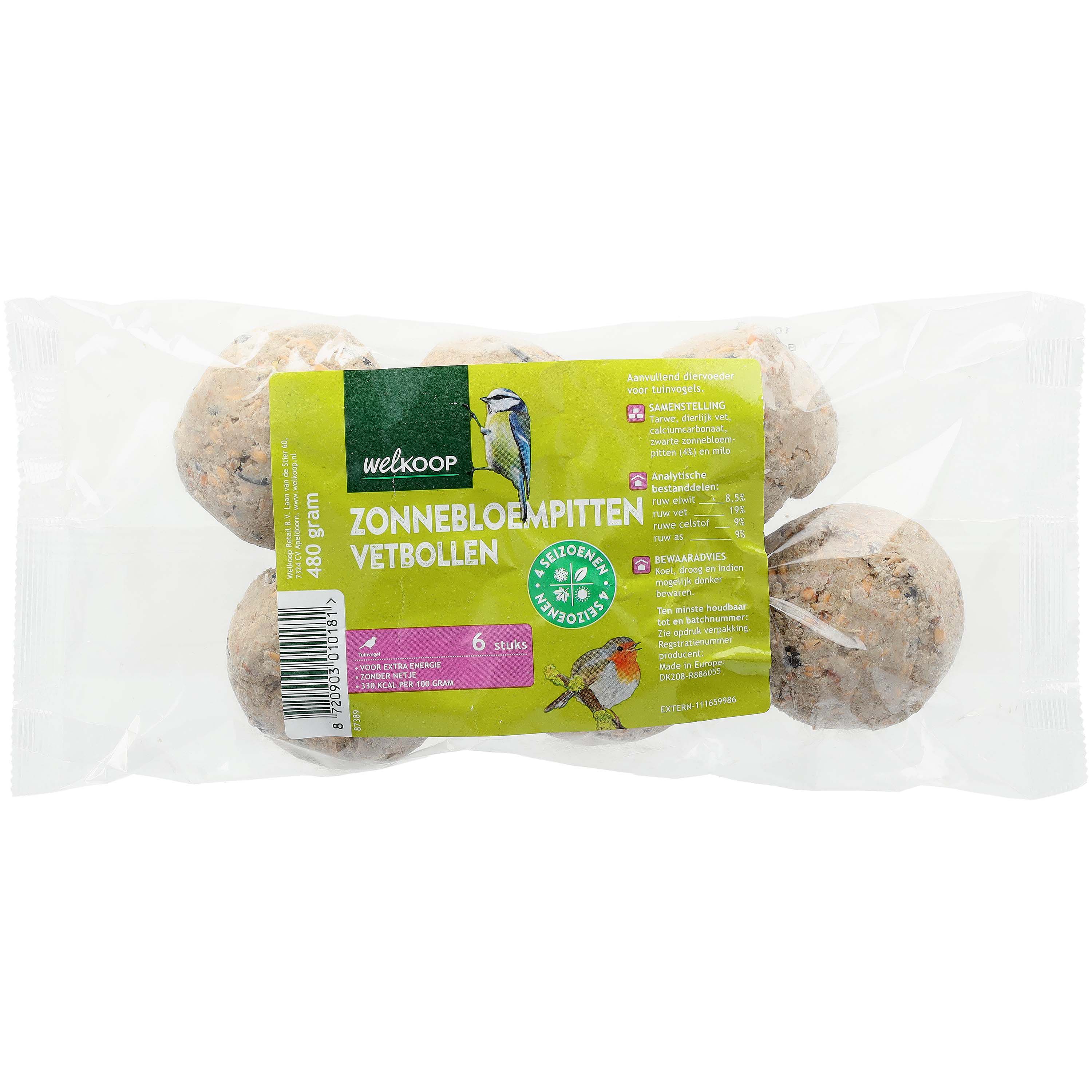 Welkoop Vetbollen zonder netje - Tuinvogelvoer - 6 Stuks - Zonnebloempitten Welkoop Vetbollen zonder netje - Tuinvogelvoer - 6 Stuks - Zonnebloempitten