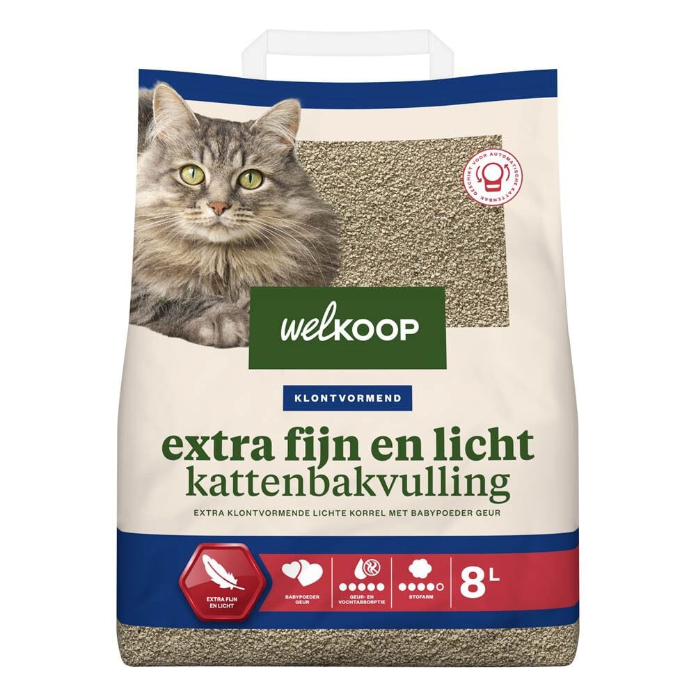 Welkoop Extra Fijn en Licht - Kattenbakvulling - 8 Liter - Met toegevoegde geur Welkoop Extra Fijn en Licht - Kattenbakvulling - 8 Liter - Met toegevoegde geur