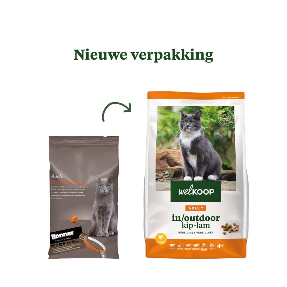 Welkoop Adult in/outdoor - Kattenvoer - 4 Kilogram - lam, kip