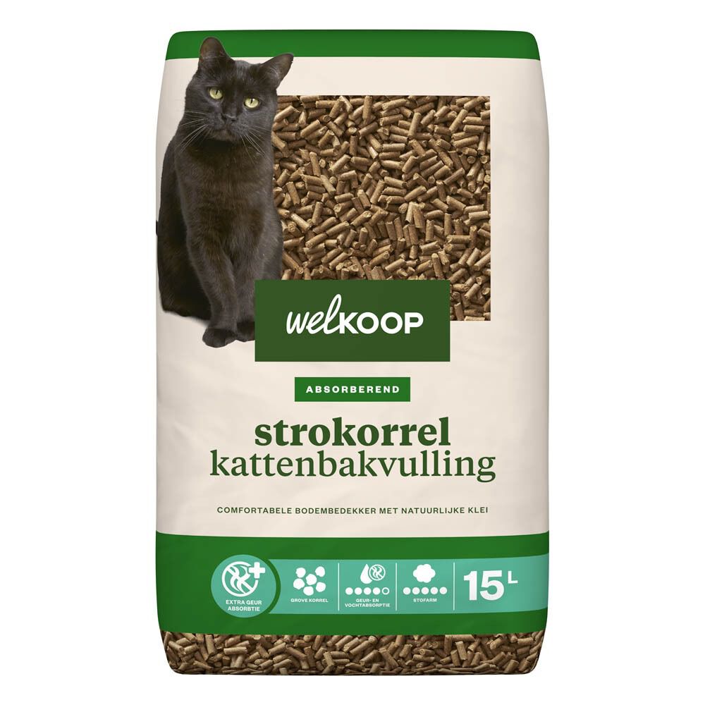 Welkoop Strokorrel - Kattenbakvulling - 15 Liter - Zonder toegevoegde geur Welkoop Strokorrel - Kattenbakvulling - 15 Liter - Zonder toegevoegde geur