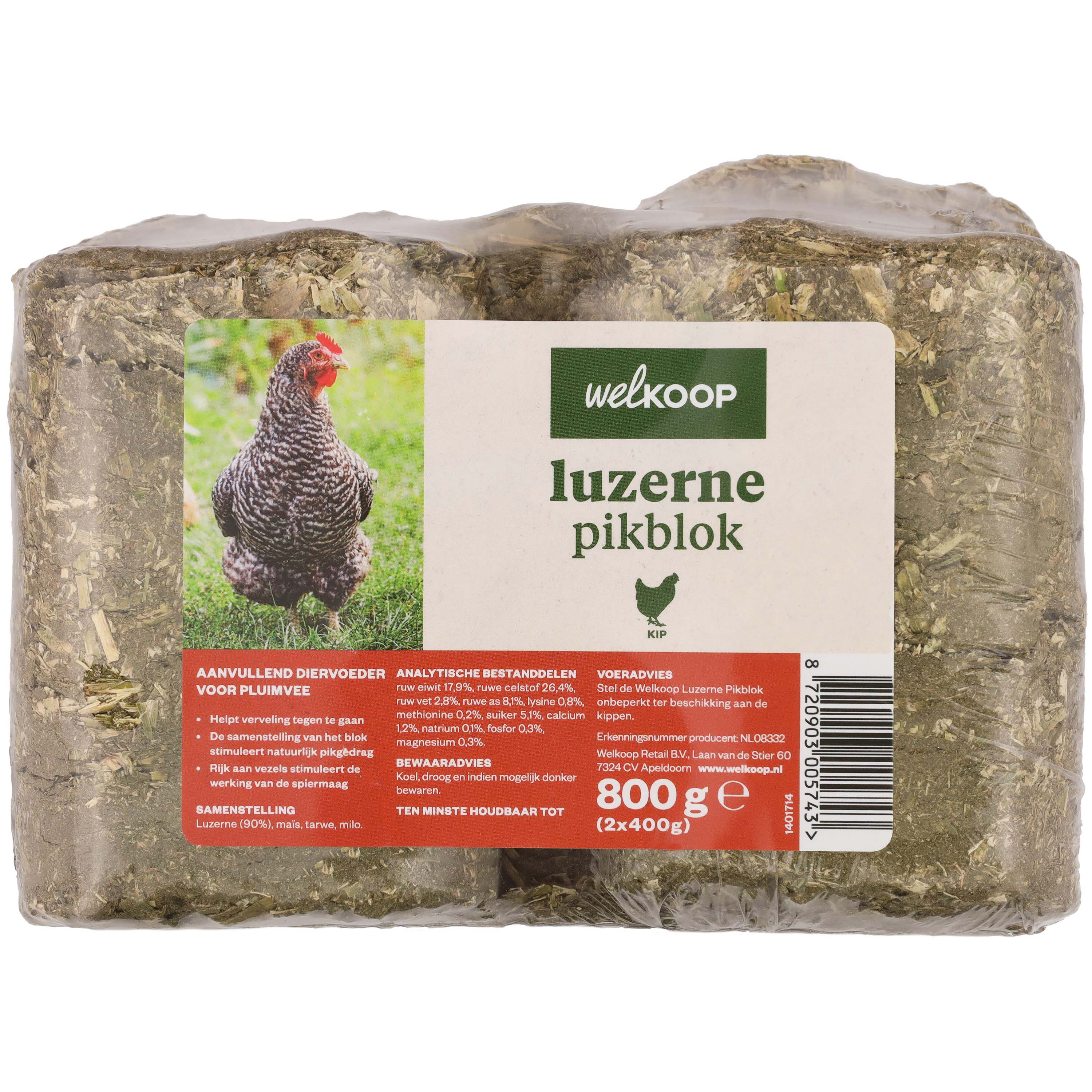 Welkoop Luzernepikblok - Kippensnack - 2 Stuks Welkoop Luzernepikblok - Kippensnack - 2 Stuks