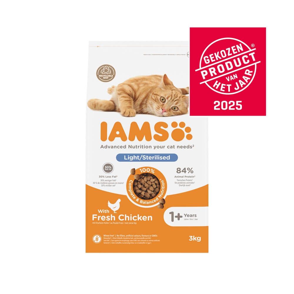 IAMS Light/Sterilised - Kattenvoer - 3 Kilogram - kip IAMS Light/Sterilised - Kattenvoer - 3 Kilogram - kip