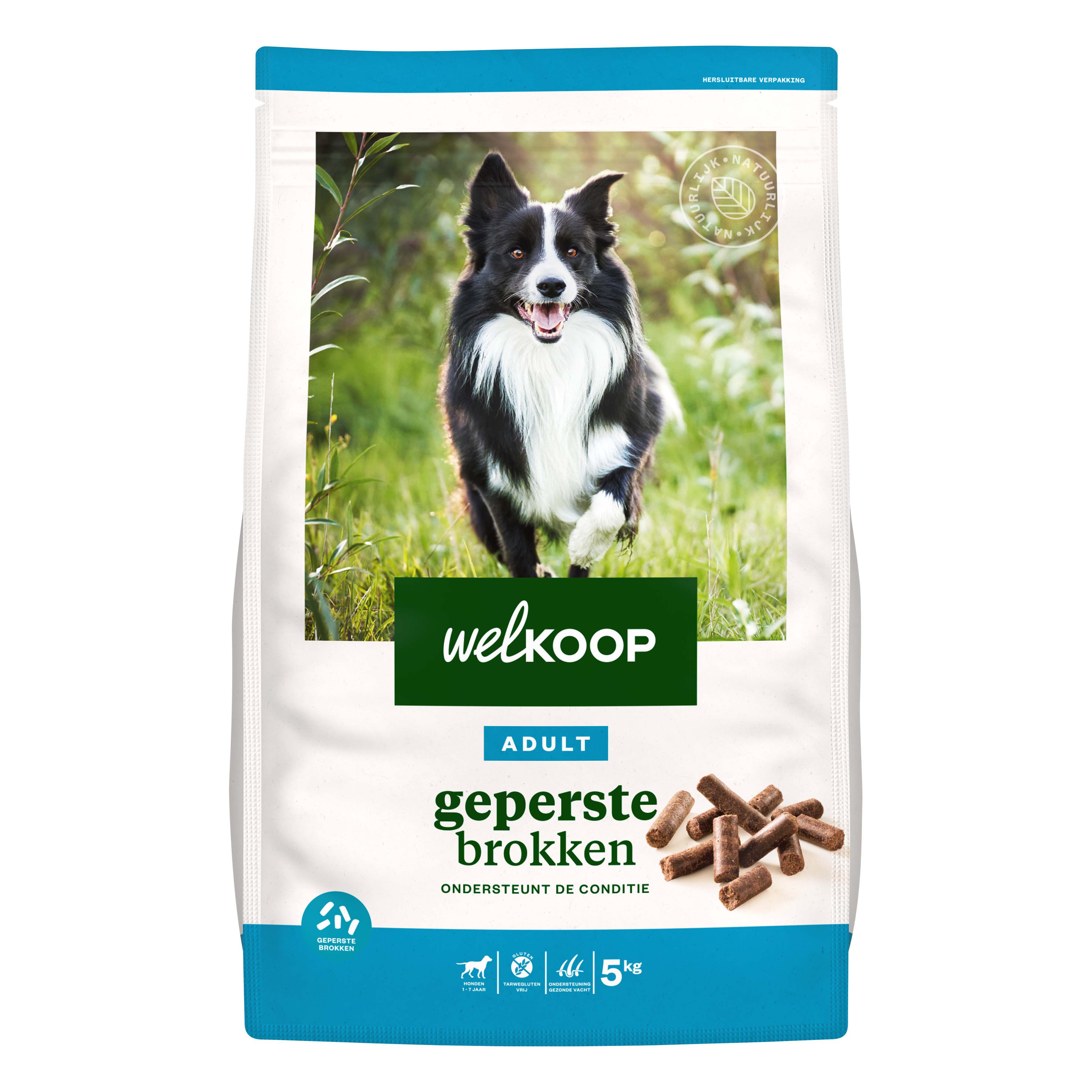 Welkoop Adult Geperste brokken - Hondenvoer - 5 Kilogram - kip