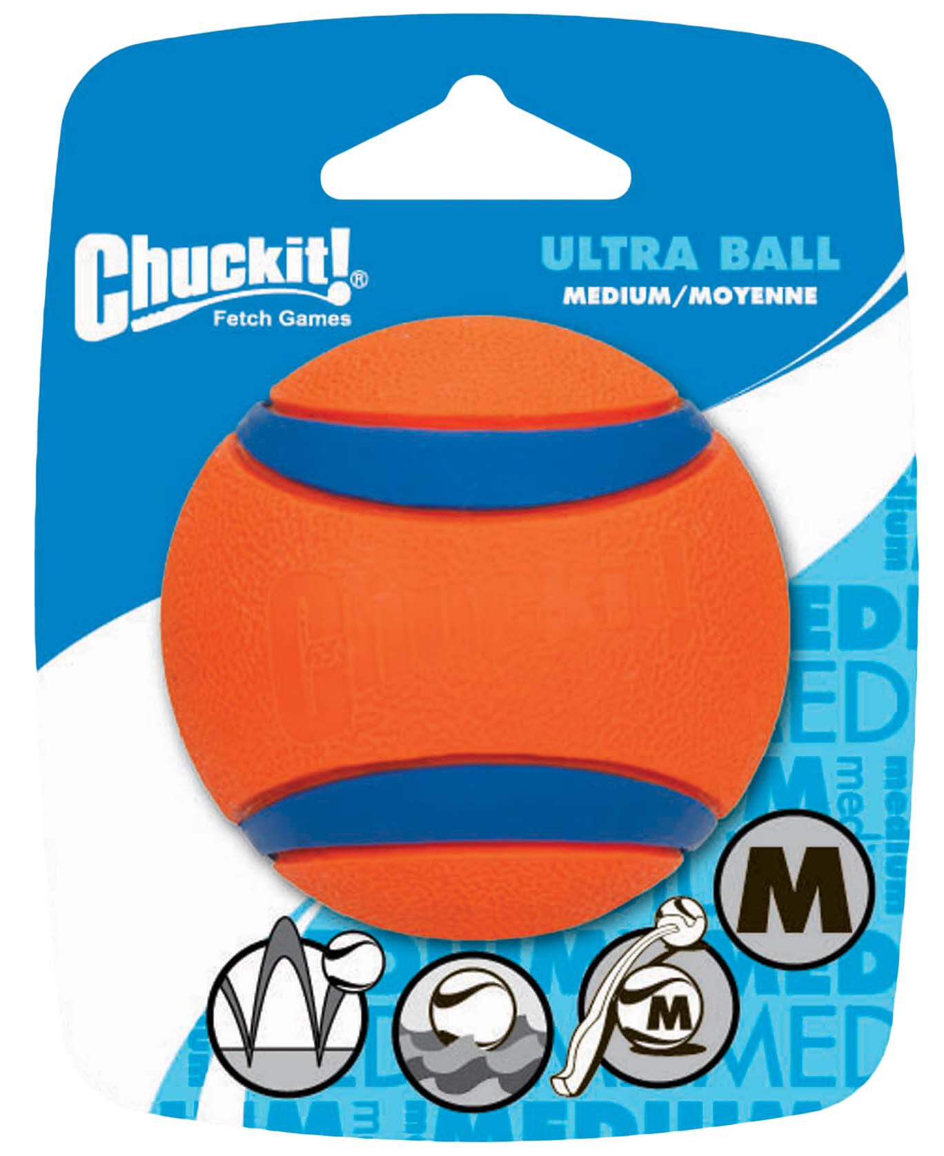 Chuckit Ultra ball - Apporteren - Hondenspeelgoed - oranje/blauw - 11.6x9.5x2 cm - M