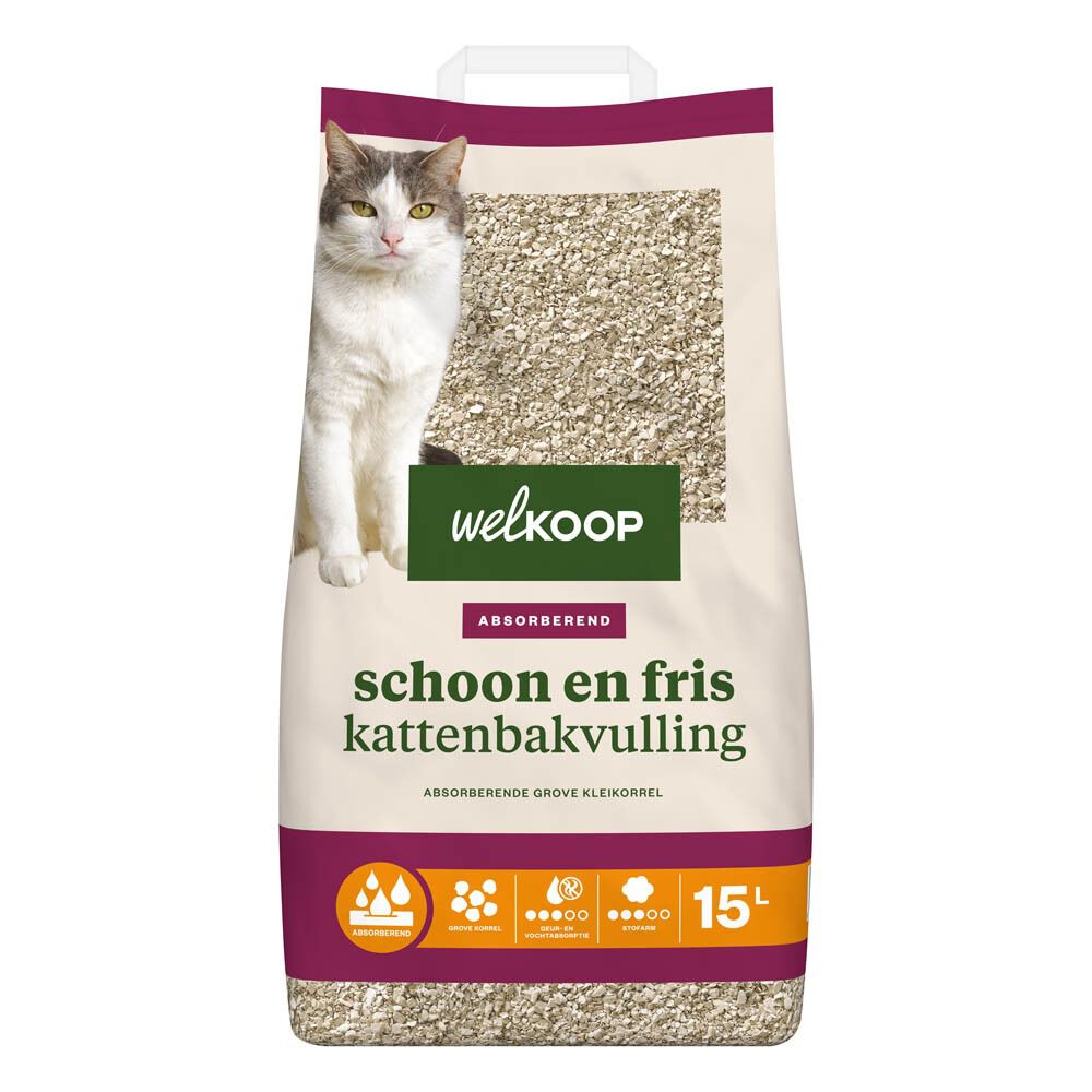 Welkoop Schoon en Fris - Kattenbakvulling - 15 Liter - Zonder toegevoegde geur Welkoop Schoon en Fris - Kattenbakvulling - 15 Liter - Zonder toegevoegde geur
