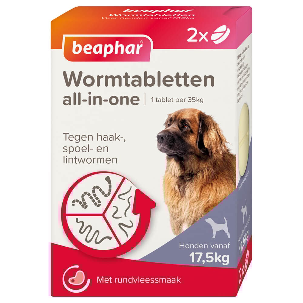 Beaphar All-in-one Tabletten - Ontwormen Hond - 2 Stuks - L Beaphar All-in-one Tabletten - Ontwormen Hond - 2 Stuks - L