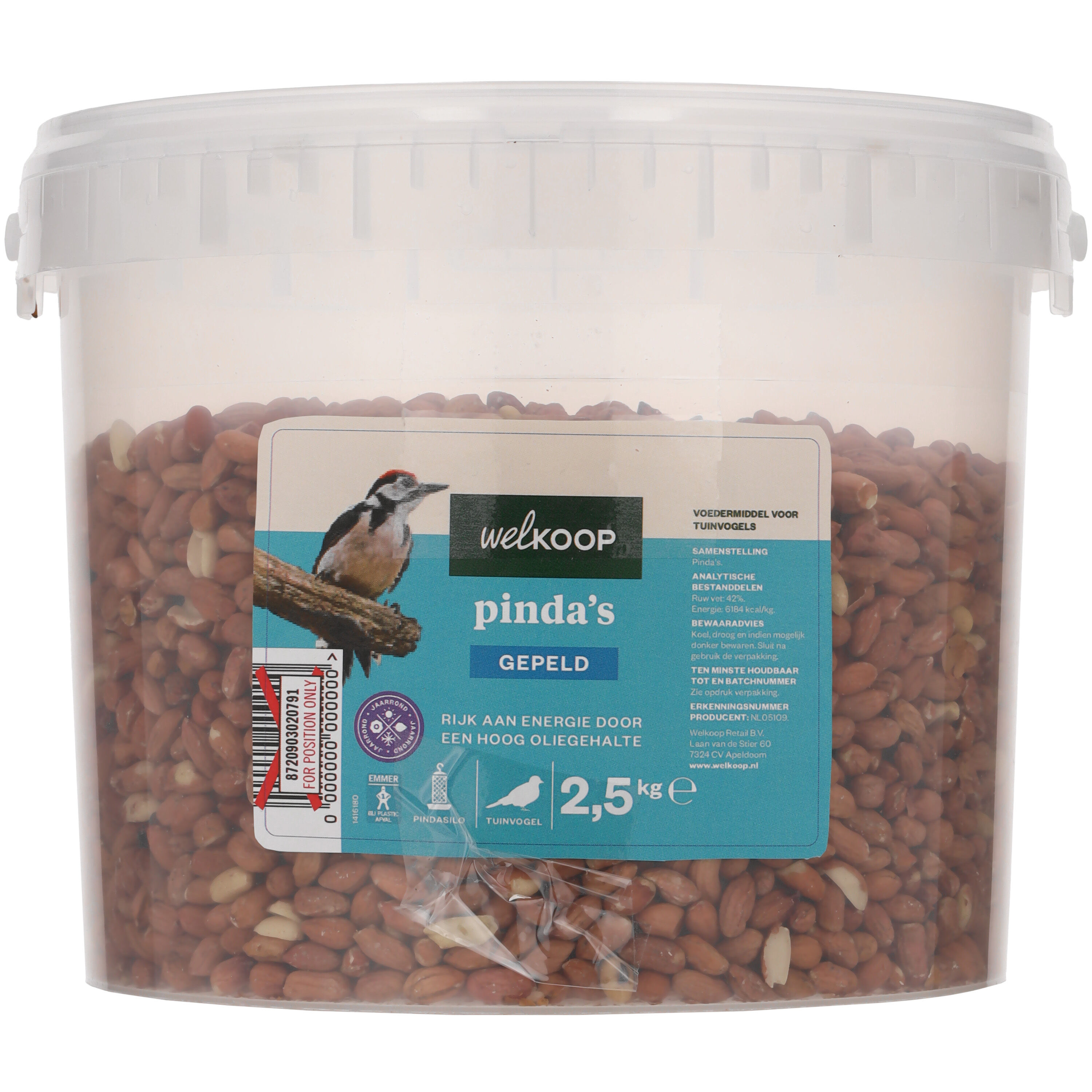 Welkoop Gepelde Pinda's in emmer - Tuinvogelvoer - 2.5 Kilogram - Pinda Welkoop Gepelde Pinda's in emmer - Tuinvogelvoer - 2.5 Kilogram - Pinda