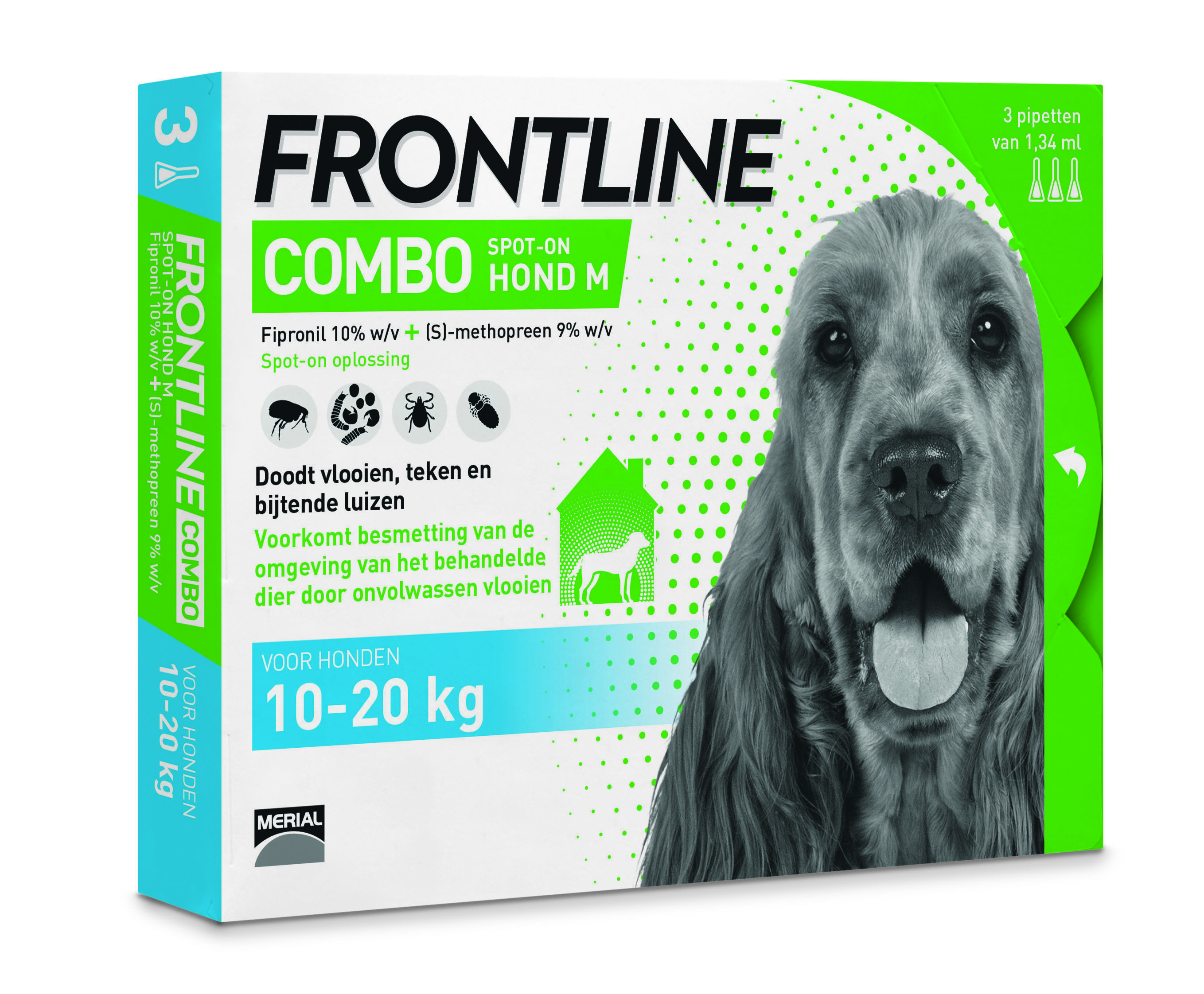 Frontline Combo Spot On - Pipet - Anti Vlooien en Teken Hond - 3 pipetten - 3 Stuks - M
